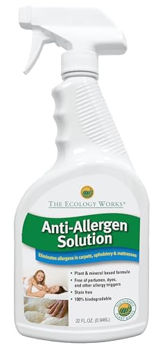The Ecology Works- Plant-Based Dog & Cat Allergy Spray, Dander Remover & Dust Mite Waste Reducer for Relief from Allergies - Cleans Home, Bedding & Furniture Naturally, Fragrance-Free
