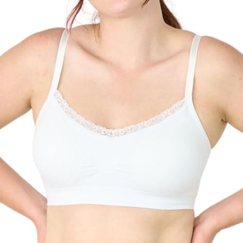 Coobie Seamless V-Neck With Lace Bra, White,One Size