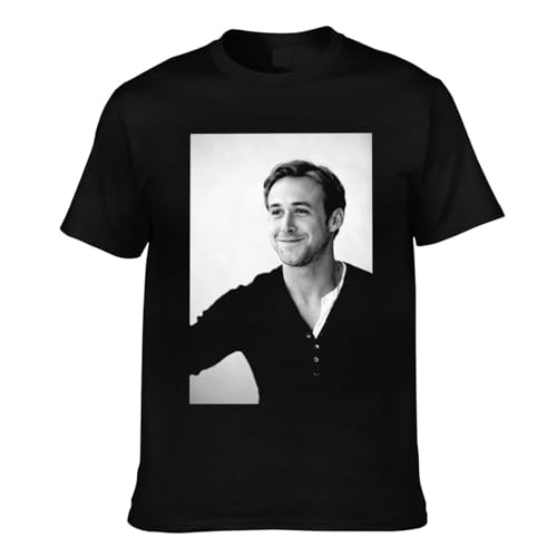 Arichwhoo Ryan Gosling Tshirt Short Sleeve 100% Cotton Top Crewneck Tees for Men Women （XSmall-4XLarge） Black