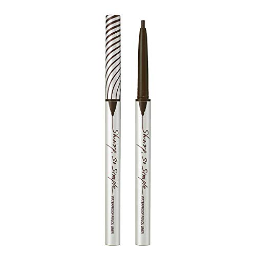 CLIO Sharp So Simple Waterproof Pencil Eye Liner, Micro Precision Tip (2mm), Twist Up, Self-Sharpening, Long Lasting, Smudge-Resistant, High-Intensity Color, Ultra-Smooth (05 DARK BROWN)