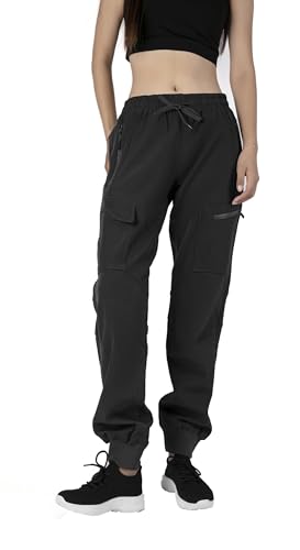 Singbring Women's Outdoor Fleece Lined Waterproof Windproof Athletic Cargo Hiking Ski Snow Pants (Black99-M)