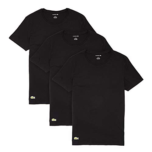 Lacoste Men's Essentials 3 Pack 100% Cotton Regular Fit Crew Neck T-Shirts, black, M