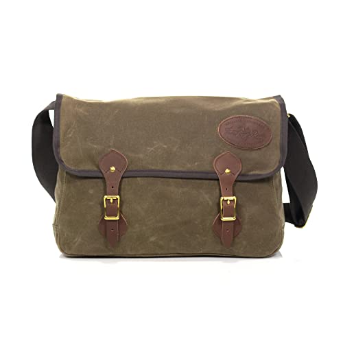 Frost River Carrier Brief Messenger - Durable Waxed Canvas Laptop Bag for Working Professionals and Students, 10 Liter, Field Tan