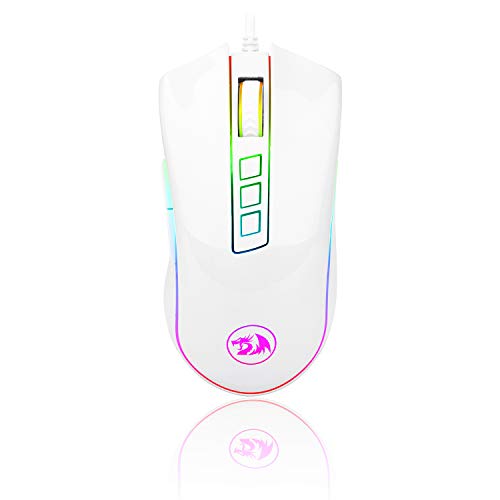 Redragon M711 Cobra Gaming Mouse with 16.8 Million RGB Color Backlit, 10,000 DPI Adjustable, Comfortable Grip, 7 Programmable Buttons, White