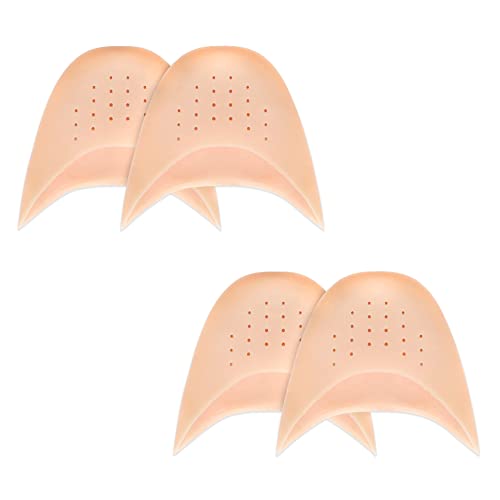JEVRKAPZ 4Pcs Toe Sleeves Silicone Gel Sock Pads Soft Ball of Foot Metatarsal Ballet Pointe Cap Toe Pads with Hole Toe Protection Cushion Toe Topper Cover Protectors Pouch for Ballet Dance Shoes