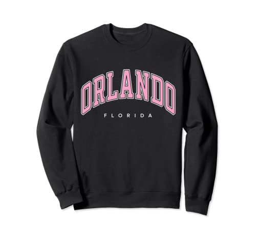 Orlando Florida FL Varsity Style Pink Text Sweatshirt