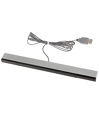 USB Wired Wii Sensor Bar, Replacement Infrared Ray Motion Sensor Bar for Nintendo Wii/ Wii U/ PC -Black & Silver