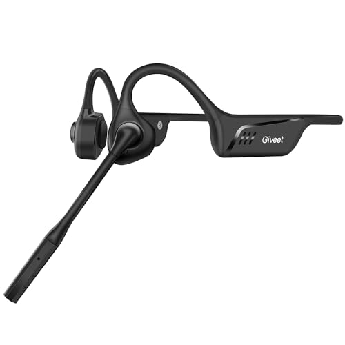 Giveet Bluetooth 5.3 Headset w/Dual DSP Noise Canceling Microphone, Long 16H Wireless Headset w/Mute for Cellphone PC Laptop, Open Ear aptx LL/HD Headphones, Comfort for Office Meeting Home Working