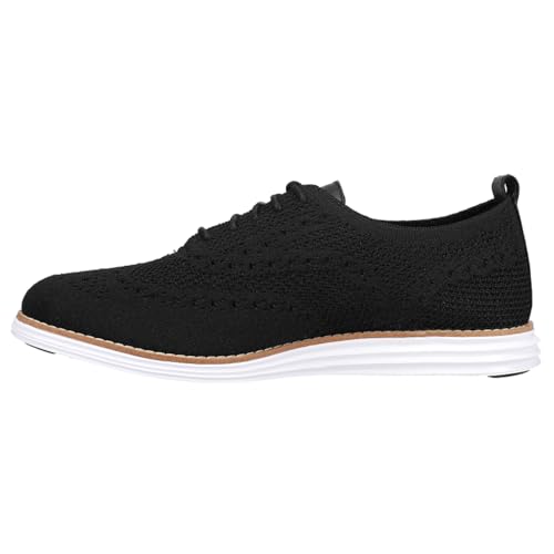 Cole Haan womens Originalgrand Stitchlite Wingtip Oxford Flat, Black Knit/Optic White, 9 US