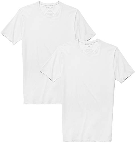 Tommy John Men's Cotton Basics T-Shirts - 2 Pack - Stay Tuck Design - Soft Slim Fit Crew Neck Undershirts Tee (White, Large)