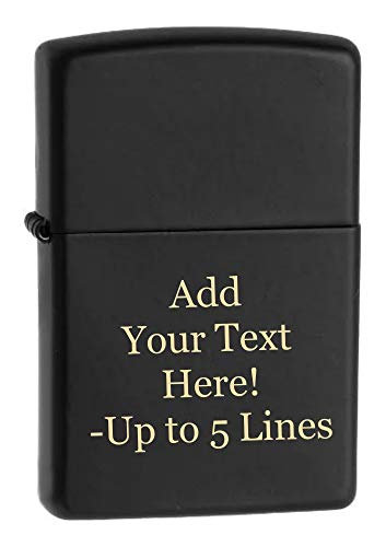Zippo Lighter - Personalized Custom Message Engrave on Black Matte Zippo Windproof Lighter #218