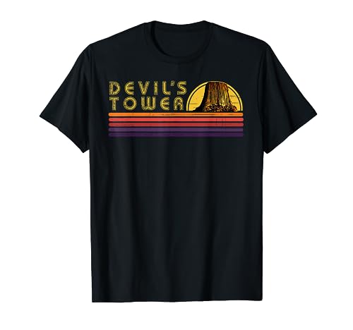 Vintage Devil's Tower Distressed Retro Stripes Tourist T-Shirt