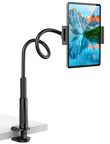 Tablet Stand Holder for Bed, Gooseneck Mount with Adjustable Flexible Arm Compatible with iPad Air Pro Mini, Samsung Tab, Nintendo Switch Kindle Other 4.7'-12.9' Device