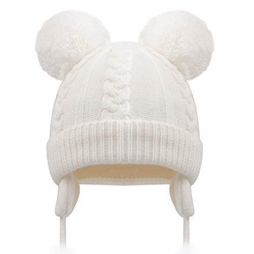 Duoyeree Baby Beanie with Pom-pom Ears Newborn Earflap Hat for Toddler Boys Girls