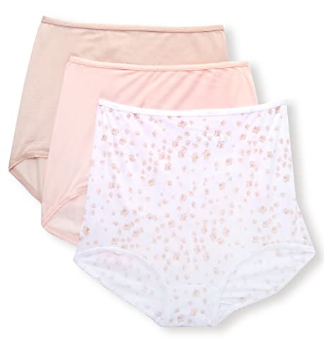 Bali Women's Underwear, Skimp Skamp Brief Panties, Full Coverage, 3-Pack (Colors May Vary), Blushing Pink/Sandshell/White, 8