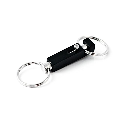 KEY-BAK Quick Release Side Slide, Pull Apart Key Chain Accessory with 2 Split Rings, womens, unisex,Black Rectangle