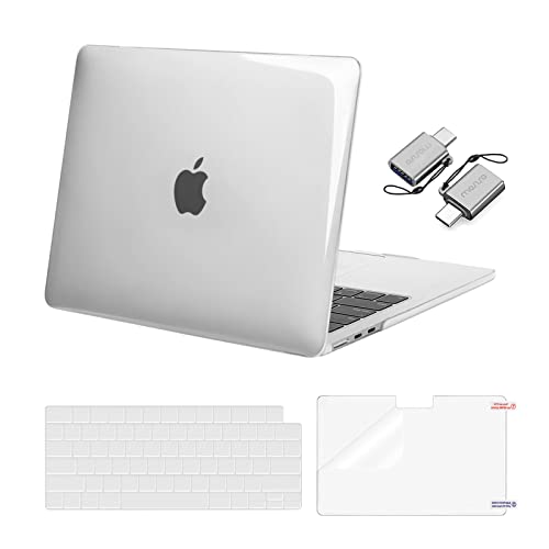MOSISO Compatible with MacBook Air 13.6 inch Case 2022 2023 2024 Release M3 A3113 M2 A2681 with Touch ID, Plastic Hard Shell Case&Keyboard Cover&Screen Protector&Type C Adapter 2 Pack, Crystal Clear