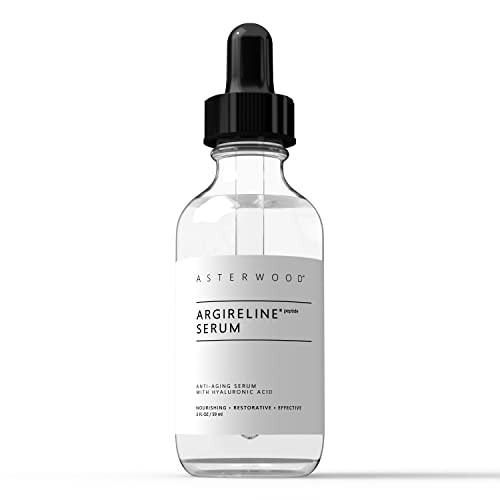 ASTERWOOD NATURALS Argireline Peptide with Hyaluronic Acid Serum Face Care, Anti Wrinkle Face Serum, Dark Spot Remover & Face Brightening Serum, Facial Skin Care Products, 2 oz Glass Bottle
