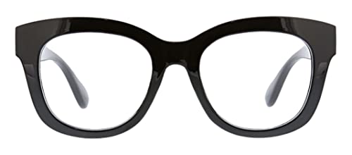 Peepers by PeeperSpecs Women's Center Stage Oversized Blue Light Blocking Reading Glasses, Black, 51 + 2