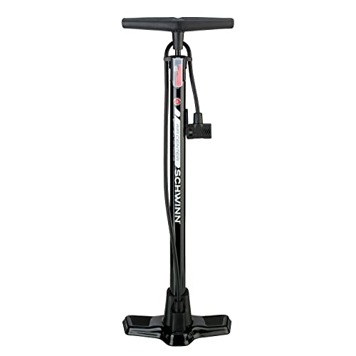 Schwinn Air Center Floor Bike Pump, Fits Schrader and Presta Valve Types, Pressure Gauge Not Included, Black