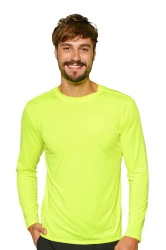 INGEAR Mens Beathable Swim Shirts Mens Sun Shirts Mens Long Sleeve Rash Guard Workout Shirts (Neon Yellow, XX-Large)