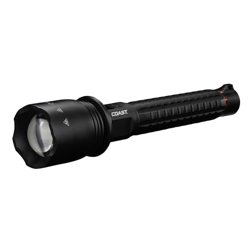 Coast XP40R 8000 Lumen Rechargeable LED Flashlight with POWERiQ REAL-TIME DISPLAY, 5 Light Modes, ULTRA VIEW FLOOD BEAM, PUSH/PULL FOCUS