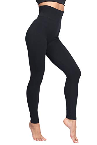 LUOYANXI Fleece Lined Leggings Women Thick High Waisted Leggings Winter Warm Tights Black L