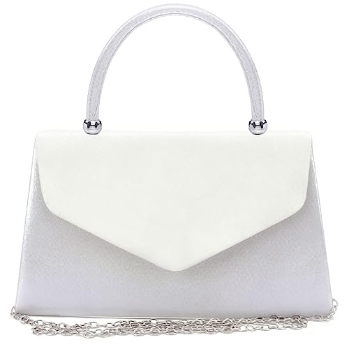 Dasein Women's Evening Bags Party Clutches Wedding Purses Cocktail Prom Handbags with Frosted Glittering (White)