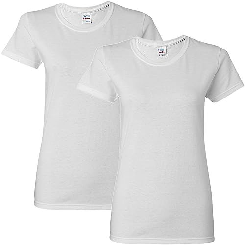 Gildan womens Heavy Cotton Adult T-shirt, 2-pack T Shirt, White, Small US