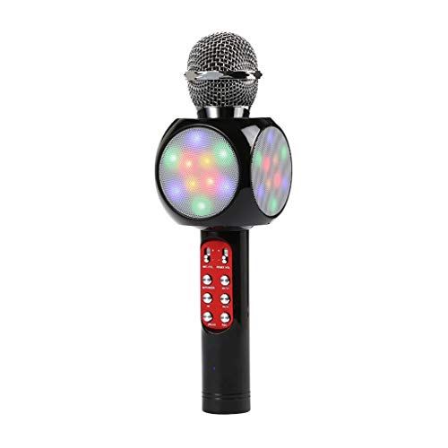N/A Microphone with LED Light Microphone Handheld FM Mic Broadcast Mic for Music Singing Speaker Player (Color : D)