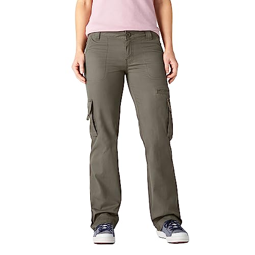 Dickies Women's Relaxed Fit Cargo Pants, Rinsed Grape Leaf Green, 16