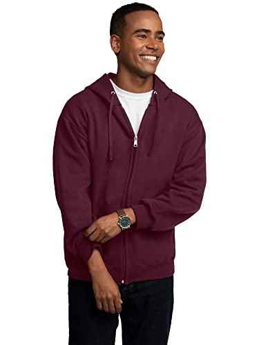 Fruit of the Loom Men's Eversoft Fleece Sweatshirts & Hoodies, Full Zip-Maroon, Medium