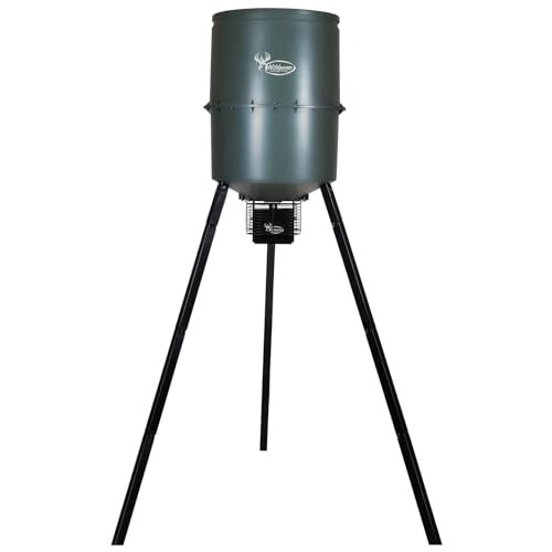 WILDGAME INNOVATIONS Quick-Set Pro 270lb Game Feeder with Digital Timer Durable Varmint-Proof Tripod Corn/Pellet Deer Hunting Feeder with 1-6 Available Feed Times & 50-feet Radius