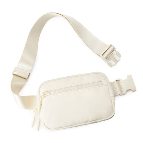 WESTBRONCO Fanny Packs for Women Men, Belt Bag with 4 Zipper Pockets, Fashion Waist Packs, Lightweight Crossbody Bags with Adjustable Strap for Workout/Running/Hiking (Beige)