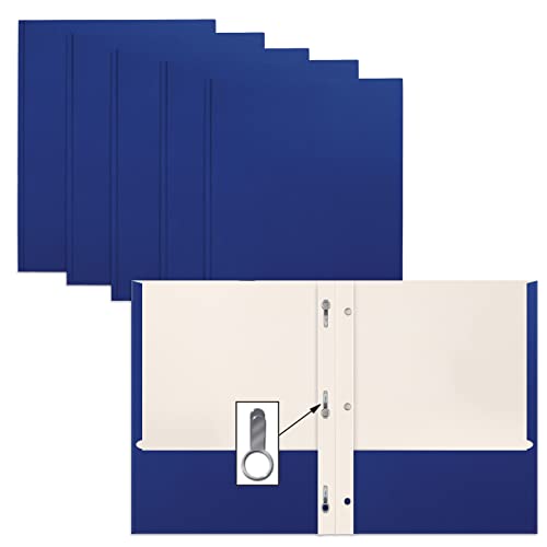 Better Office Products Blue Paper 2 Pocket Folders with Prongs, 50 Pack, Matte Texture, Letter Size Paper Folders, 50 Pack, with 3 Metal Prong Fastener Clips, Blue