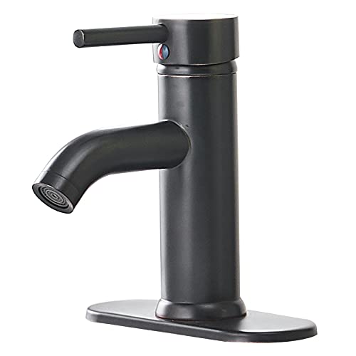 Greenspring Oil Rubbed Bronze Bathroom Faucet Single Hole Single Handle for Sink Lavatory Vanity Bath Commercial Modern Faucets Deck Mount Mixer Tap Supply Line Lead-Free