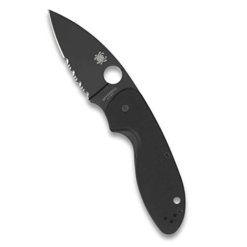 Spyderco Efficient Value Knife with 2.98' Drop-Point Black Blade and Durable Black G-10 Handle - Combination Edge - C216GPSBBK