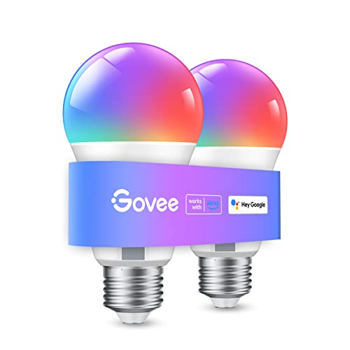 Govee Smart Light Bulbs, WiFi & Bluetooth Color Changing Light Bulbs, Music Sync, 16 Million DIY Colors RGBWW Color Lights Bulb, Work with Alexa, Google Assistant Home App, 800 Lumen, 2 Pack