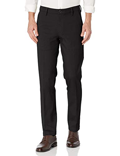 Dockers Men's Straight Fit Workday Khaki Smart 360 Flex Pants (Regular and Big & Tall), Black, 34W x 34L