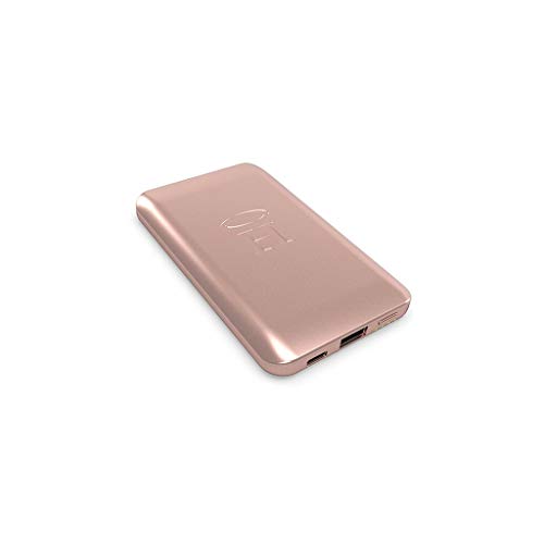 HALO - Pocket Power 6000 Portable Charger Power Bank for Phone - High-Speed TSA Approved 6000mAh Battery Pack - Standard USB Output and Micro USB Cable, Lightning Cable, USB Type C Cable - Rose Gold