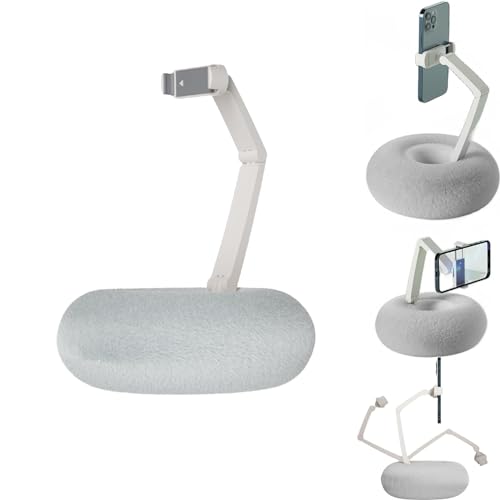 Yswbp Fuzzy Bowl with Kindle Holder, Cute Plush Kindle Holder Pillow for Phone with Detachable Bowl, Pillow Phone Holder (Gray)