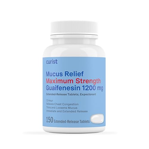 Curist Guaifenesin 1200 Mg Extended Release Tablets - 150 Count Maximum Strength Mucus Relief Tablets OTC - Reduce Mucus, Clear Congestion (1200mg Bulk Pack - 150 Tablets)