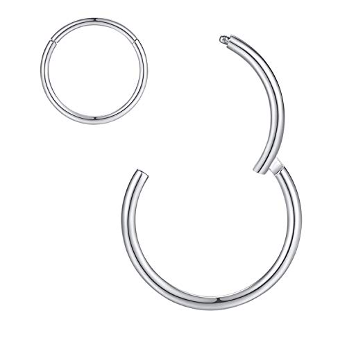 8mm Septum Ring Septum Jewelry Seamless Clicker Nose Rings 18 Gauge 18g Cartilage Earring Lip Rings Silver Nose Piercing Surgical Steel Helix Earrings
