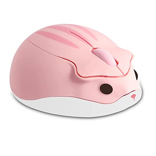 Wireless Mouse Pink Bluetooth Cute Hamster Shape Kawaii Portable Silent Lightweight Quiet Cordless Gaming Mice for PC Laptop Computer Mac iPad Pro MacBook Pro/Air Kids Women Men Gift(No Receiver)