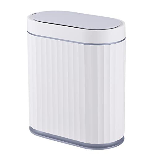 ELPHECO Bathroom Motion Sensor Trash can 2 Gallon Automatic Garbage Can, 8 L Slim Plastic Smart Trash Can with Lid, Commercial Intelligent Trash Bin for Bedroom, Bathroom, Kitchen, Office