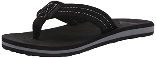 Quiksilver Boy's Carver Suede Fixed Strap Kids Flip Flop Youth Sandal, Solid Black, 1 Little