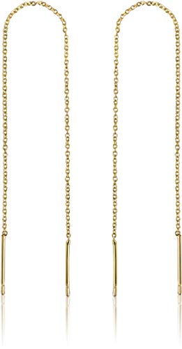 Benevolence LA 14k Gold Chain Earrings, Gold Threader Earrings, Double Piercing Earrings, Gold Drop Earrings, Dangle Earrings, Long Earrings for Women, Travel Accessories for Women