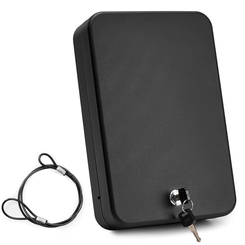Arvilon Gun Safe for Handgun, Car Gun Safe with Key Lock, Pistols Safe Lock Box for Gun, 9.4''x 6.6''x 1.8'' Portable Hand Gun Safe Lock Box for Car, Home, Travel, Black