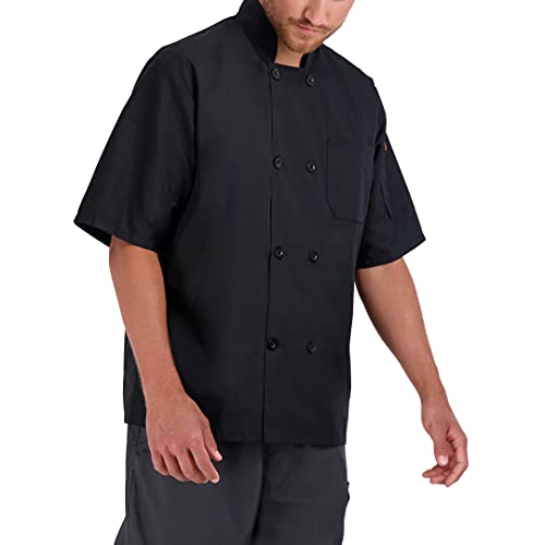 Happy Chef Men's Signature Short Sleeve Lightweight Chef Coat, Black, XX-Large
