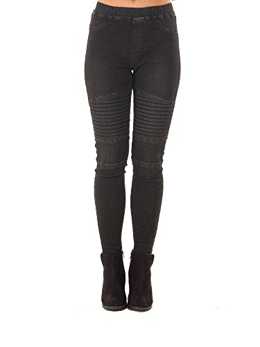 Aodrusa Womens Skinny Punk Rocker Jeans High Waist Denim Stretchy Cargo Pants Black US 8-10